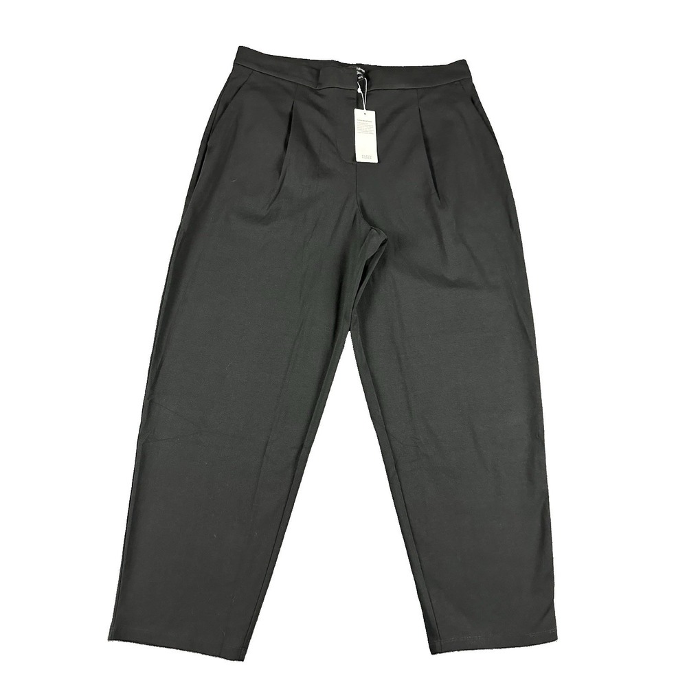 -NWT Eileen Fisher 34" Waist Black Ankle Lantern Lightweight Ponte Pants Sz M